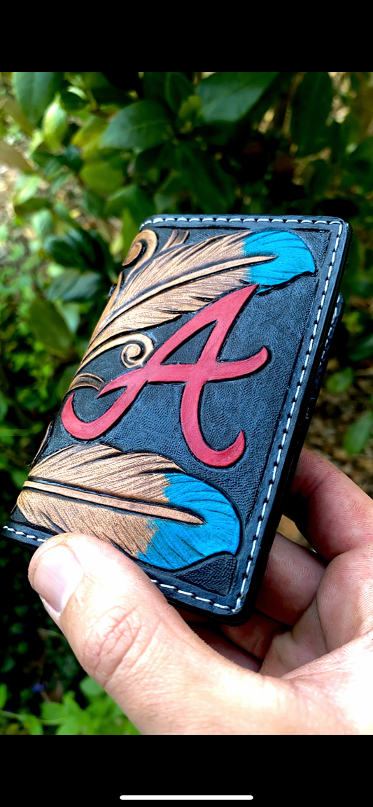 Atlanta braves handtooled card wallet